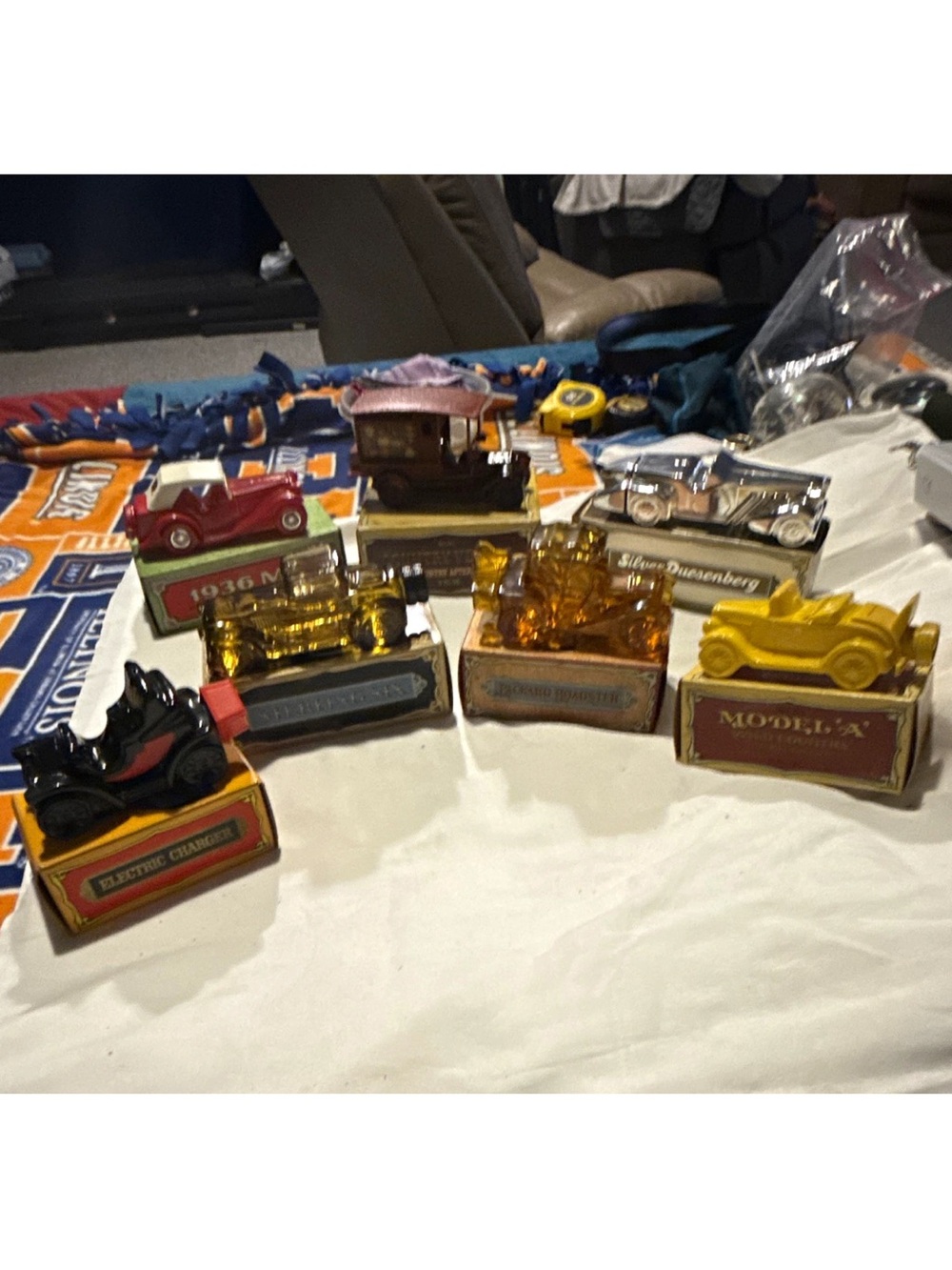Lot Collectible Decorative Avon Glass Car-Shaped Bottles, Multicolor, w/ Boxes I